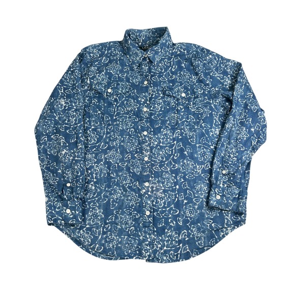 Lauren Ralph Lauren Tops - Lauren Ralph Lauren Denim Floral Y2K Blue Boho Western Cottagecore Shirt Medium